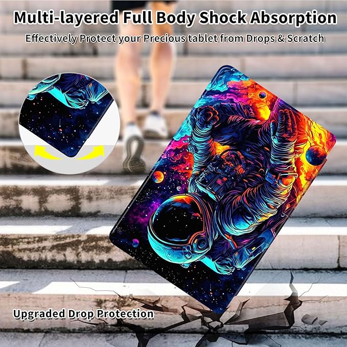 Case for Samsung Galaxy Tab S10 FE / S9 FE 5G 10.9 inch & Tab S9 11 inch, PU Leather 360° Rotating Stand Cover, Auto Sleep/Wake, Folio Smart Protective Cover, Astronaut