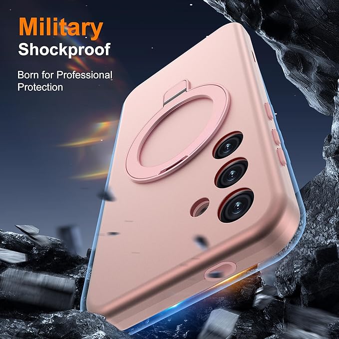 Designed for Samsung Galaxy S24 Plus Case with Magnetic Ring Stand [Compatible with Mag-Safe][Military Grade Drop Protection][Build in Kickstand] Shockproof S24+ Phone Case 6.7",Rose Gold