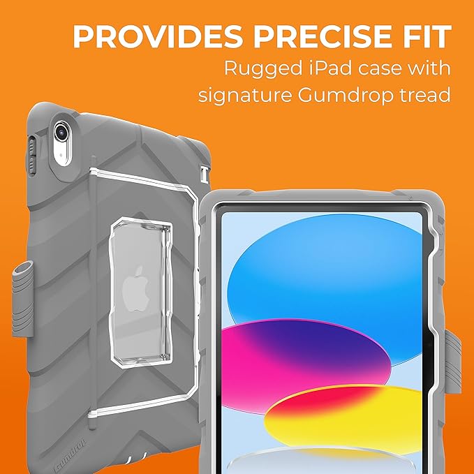 Gumdrop Hideaway iPad Case w/Stand Fits iPad 11th Generation |A16| & 10th Gen Rugged Shockproof Reliable & Drop Tested for Kids K-12 Students Teachers Classrooms & School Use - Gray