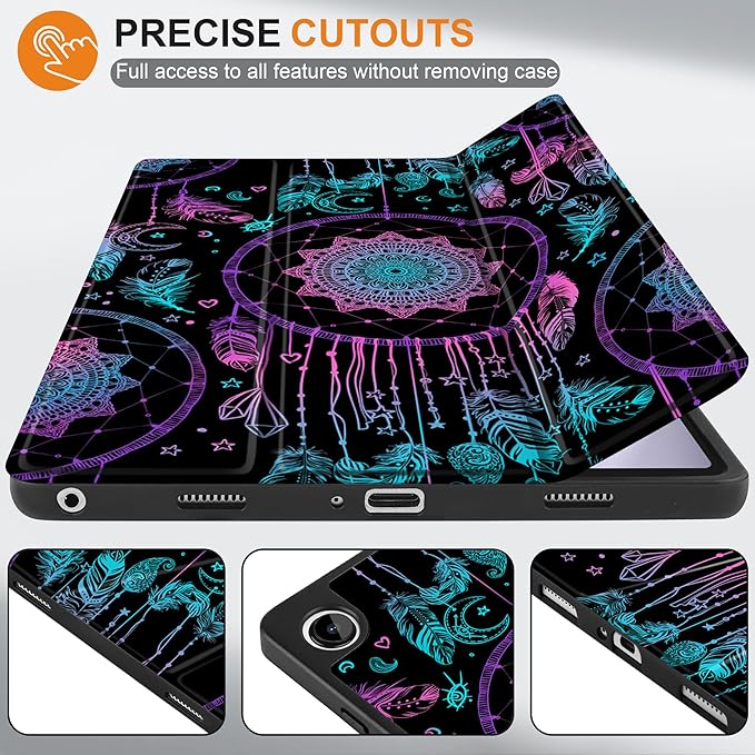 MEEgoodo Case for Samsung Galaxy Tab A9 Plus 11 inch Cover 2024 2023 with S Pen Holder, A9+ Smart Tablet Cases with Leather Trifold Stand+Soft TPU Back Shell+Smart Auto Wake/Sleep, Dreamcatcher