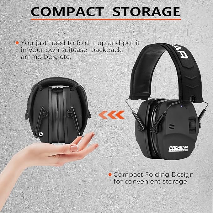 PROHEAR 030 Upgraded Bluetooth Electronic Shooting Hearing Protection Muffs with GEP02 Gel Ear Pads, Noise Reduction Sound Amplification Headsets for Gun Range, Hunting, Gifts for Women Man - Black