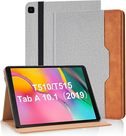 Tablet Case for Samsung Galaxy Tab A 10.1 2019 SM-T510/SM-T515 Cover Retro Folio Shell for Galaxy Tab A SM-T510 Case Multi-Angle Stand Cover PU Leather with Card Pocket,Grey