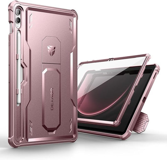 Dexnor Case for Samsung Galaxy Tab S9 FE Plus 12.4 Inch 2023, [Built in Screen Protector & Kickstand] with Pen Holder Heavy Duty Shockproof Full Body Protective Cover for Galaxy Tab S9 FE+,Pink