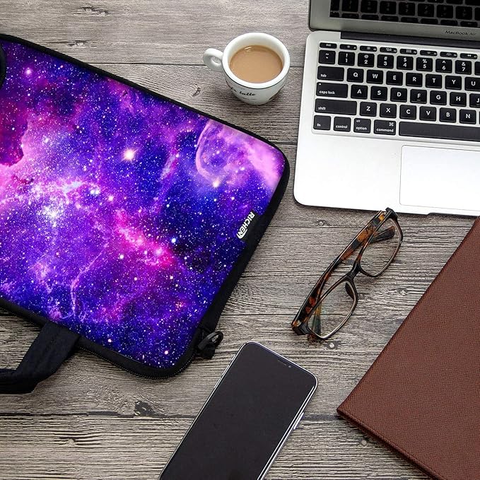 RICHEN 14 15 15.4 15.6 inch Laptop Shoulder Bag Messenger Bag Notebook Handle Sleeve Neoprene Carrying Case with Accessories Pocket (14-15.6 inch, Purple Galaxy)