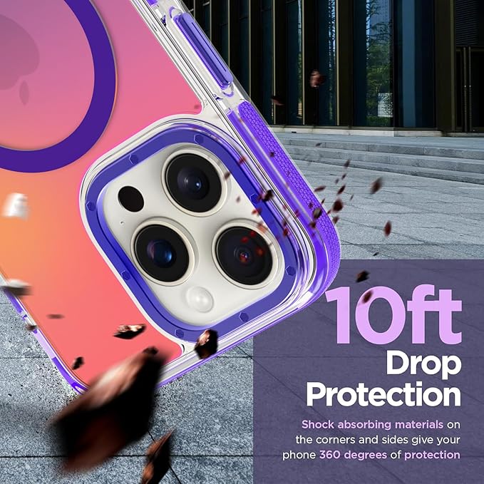 MOWIME Magnetic Case for iPhone 15 Pro Max [Compatible with Magsafe] [Cute Fashion Fluorescent Design] [1 Screen Protector] Slim Translucent Matte Case for iPhone 15 Pro Max 6.7" 2023, Purple