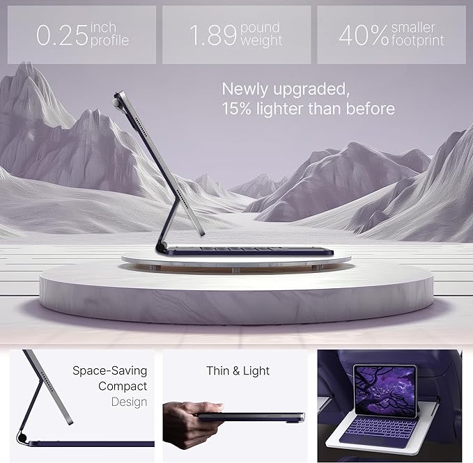 typecase Keyboard Case for iPad Air 13(M3 2025 / M2 2024) and iPad Pro 12.9 (6th, 5th, 4th, 3rd Gen),Magic Keyboard for iPad Pro 12.9,Multi-Touch Trackpad, 11 Colors Backlight,Midnight Amethyst