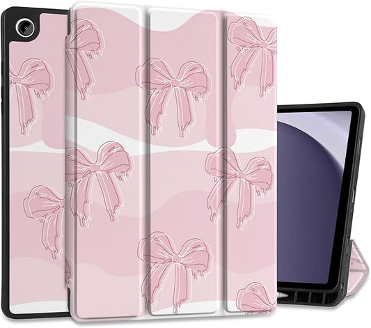 MEEgoodo Case for Samsung Galaxy Tab A9 Plus 11 inch Cover 2024 2023 with S Pen Holder, A9+ Smart Tablet Cases with Leather Trifold Stand+Soft TPU Back Shell+Smart Auto Wake/Sleep, Melted Bow