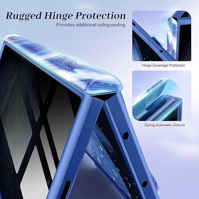 GVIEWIN for Samsung Galaxy Z Fold 7 Case with Privacy Screen Protector [Compatible with Magsafe][Built-in Kickstand] Magnetic Full-Body Hinge Protection Slim Phone Case for Z Fold 7, Aurora/Azure Blue