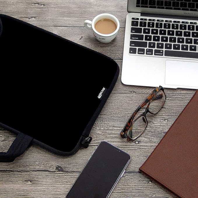 RICHEN 14 15 15.4 15.6 inch Laptop Shoulder Bag Messenger Bag Notebook Handle Sleeve Neoprene Carrying Case with Accessories Pocket (14-15.6 inch, Pure Black)