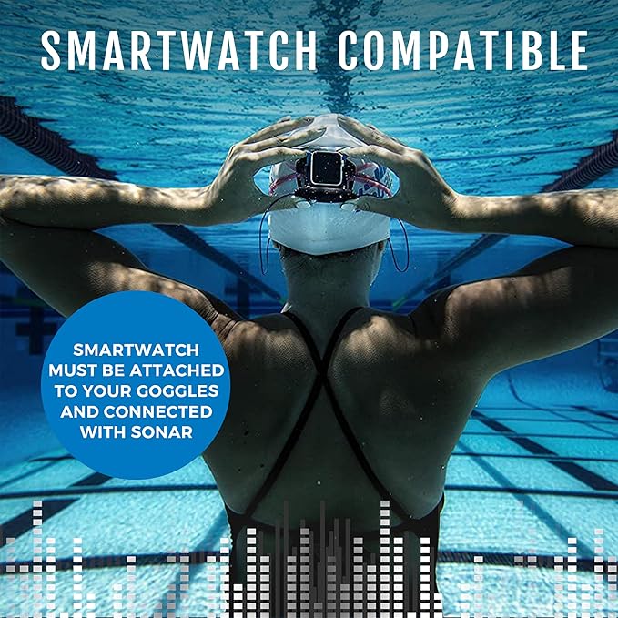 H2O Audio Sonar PRO IPX8 Waterproof Bone Conduction Headphones – Open-Ear MP3 Player with Playlist+ App for Bluetooth Streaming & Custom Playlists – 7hrs Battery for Swimming, Sports.