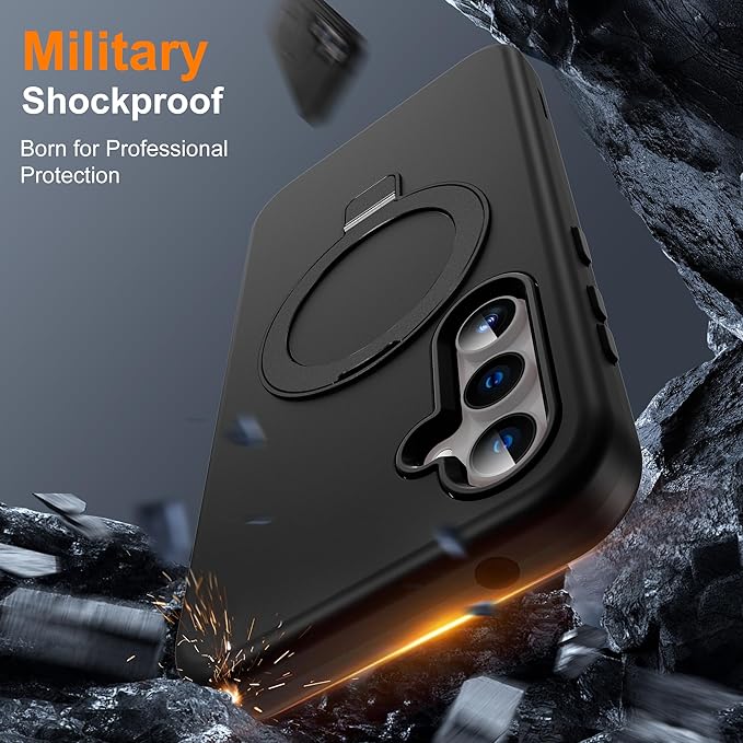 Designed for Samsung Galaxy S23 Case with Magnetic Ring Stand [Compatible with Mag-Safe][Military Grade Drop Protection][Build in Kickstand] S23 Phone Case 6.1",Black