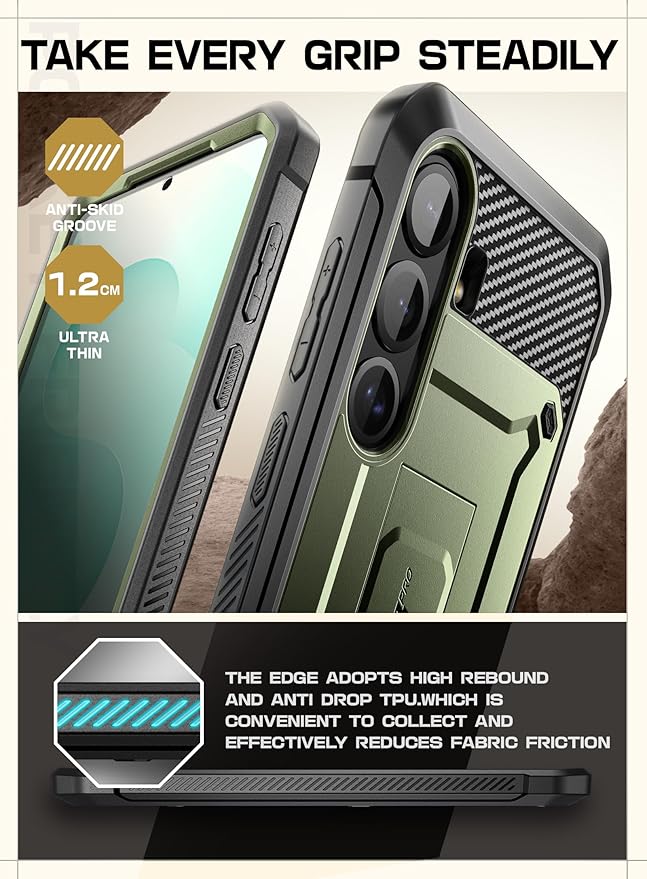 SUPCASE for Samsung Galaxy S25 Case with Stand (Unicorn Beetle Pro), [2 Front Frames] [Built-in Screen Protector & Belt-Clip] Military-Grade Protection Rugged Phone Case for Galaxy S25 6.2", Guldan