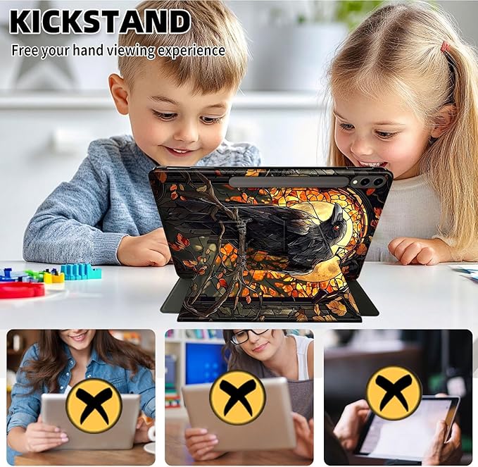 Case for 12.4 inch Galaxy Tab S10 Plus Case (2024), Galaxy Tab S9 Plus Case (2023), 360 Degree Rotating Folio Stand Smart PU Leather Cover, Auto Sleep/Wake, Glowing Mushroom