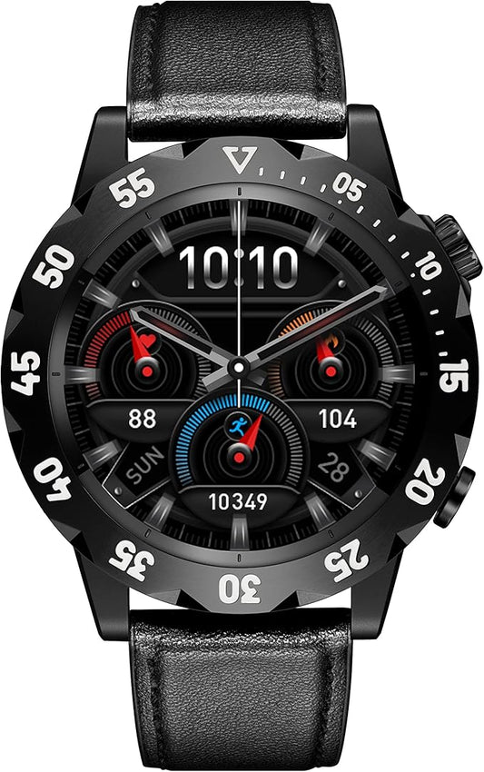 KAVVO Oyster Urban Smart Watch for Men, 46mm Fitness Smartwatch with Blood Oxygen Heart Rate Sleep Monitor, Multiple Sports Modes Tracker for Android iOS Phones (Cool Black)