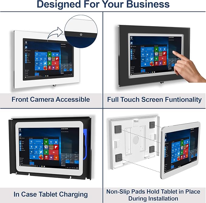 TABcare Locking Anti-Theft Metal Case for MS Surface Pro 8 9 10 11 as Kiosk, POS, Store, Show Display, Time Clock (Surface Pro 8/9/10/11, Black)