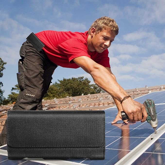 BECPLT for iPhone 17 Pro 17/16/15/14/13/12/11 Pro Cell Phone Pouch Nylon Holster Case with Belt Clip Cover for iPhone Xs X Galaxy S25 S24 S23 S22 S21 S20 (Black)