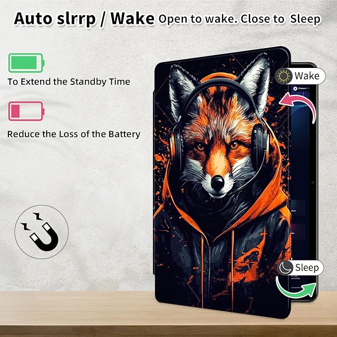 Case for Samsung Galaxy Tab S10 Ultra/Tab S9 Ultra 14.6-Inch, 360 Degree Rotating Folio Stand Smart Cover for Galaxy Tab S10 Ultra/ S9 Ultra 14.6'', Auto Sleep/Wake, Cool Fox