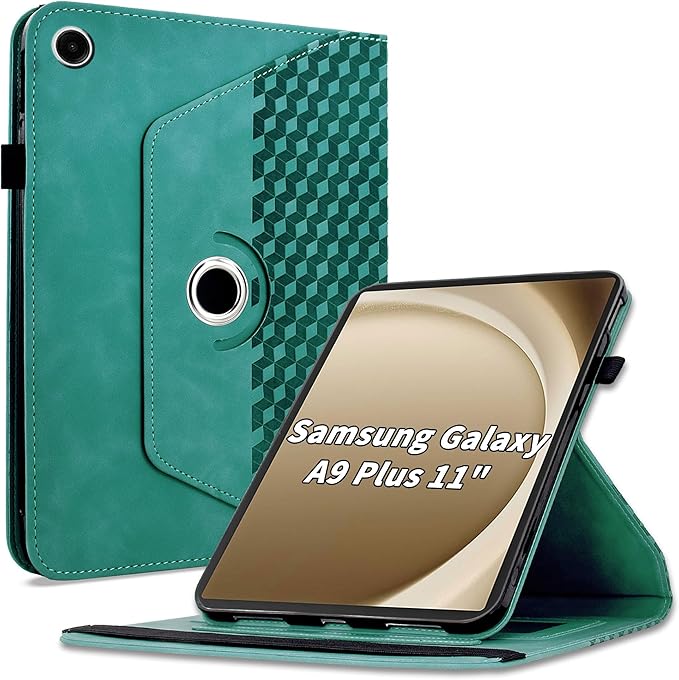 Case for Samsung Galaxy Tab A9 Plus 11" 2023 (SM-X210/X216/X218),360 Degree Rotating PU Leather Folio Protective Case with Auto Sleep/Wake,Card Holder&Shoulder Strap for Woman Man,Blue