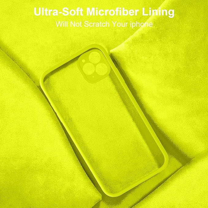 Vooii Compatible with iPhone 11 Pro Case, Upgraded Liquid Silicone with [Flat Edges] [Camera Protection] [Soft Anti-Scratch Microfiber Lining] Phone Case for iPhone 11 Pro 5.8 inch - Neon Lemon