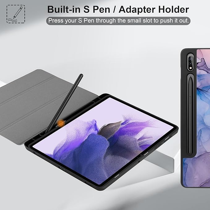 Case for Samsung Galaxy Tab S8 2022 & S7 2020, Shockproof Tablet Case for Samsung Tab S8/S7 11 inch with Auto Sleep/Wake & Trifold Stand & Soft TPU Back Cover, Abstract Marble