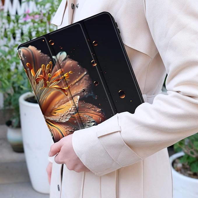 Case for Samsung Galaxy Tab S8 2022 & S7 2020, Shockproof Tablet Case for Samsung Tab S8/S7 11 inch with Auto Sleep/Wake & Trifold Stand & Soft TPU Back Cover, Water Flower