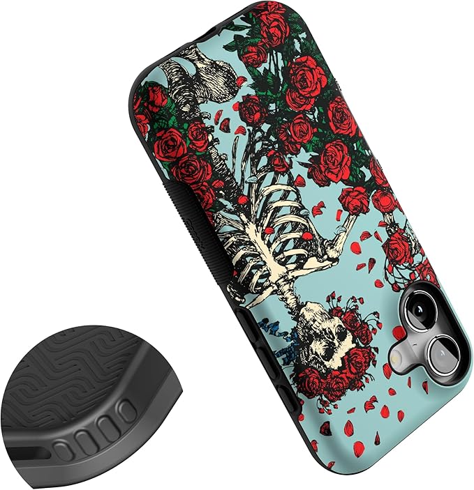 Casely iPhone 17 Case | Forever Grateful | Grateful Dead Skeleton Floral | Bold Protective Design | Compatible with MagSafe