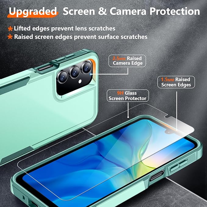 Red2Fire Designed for Samsung Galaxy A16 5G Case, [Military Grade Drop Protection] Non-Slip Heavy Duty Full Body Shockproof Protection Phone Case 6.7 inch,Green