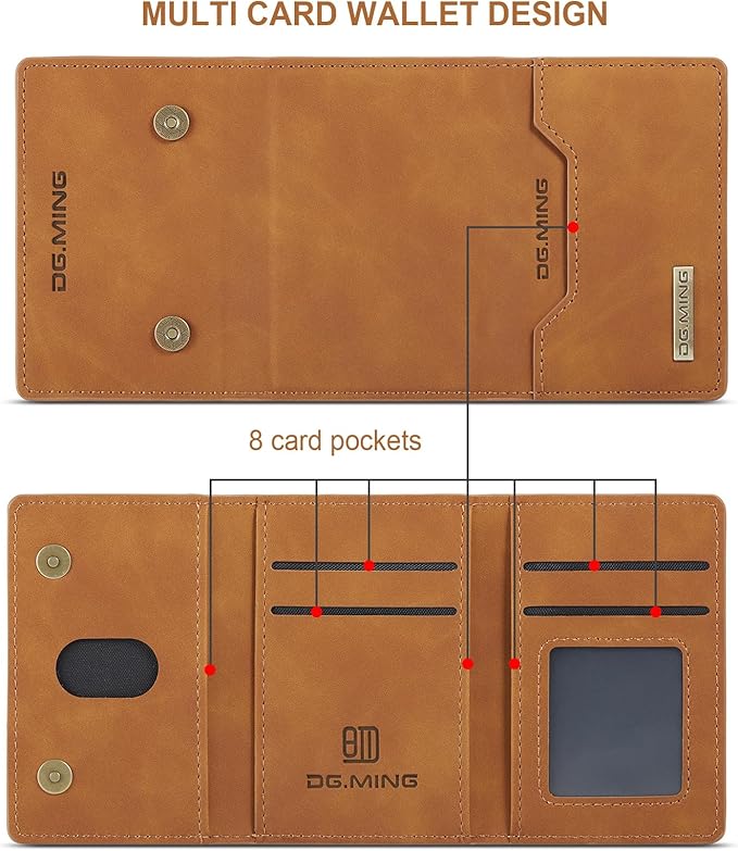 SZHAIYU M2 2 in 1 Detachable Leather Phone Cases for Samsung Galaxy S25 Ultra 5G Case Wallet with Card Holder Men 6.8'' (Brown)