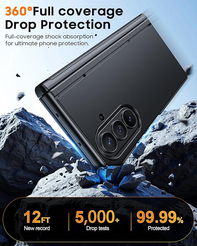 CENMASO Magnetic for Samsung Galaxy Z Fold 7 Case with Stand, Fit for Magsafe, Hinge Protection, Screen Protector, Built-in Hidden Kickstand, Slim Shockproof Phone Case for Galaxy Z Fold 7-Black