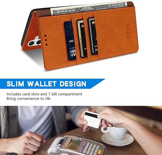 ZZXX for Samsung Galaxy S25 Plus Wallet Case with [RFID Blocking] Card Slot Kickstand Magnetic Closure Leather Flip Fold Protective Phone Case for Galaxy S25 Plus 5G Case Wallet(Brown-6.6 inch)