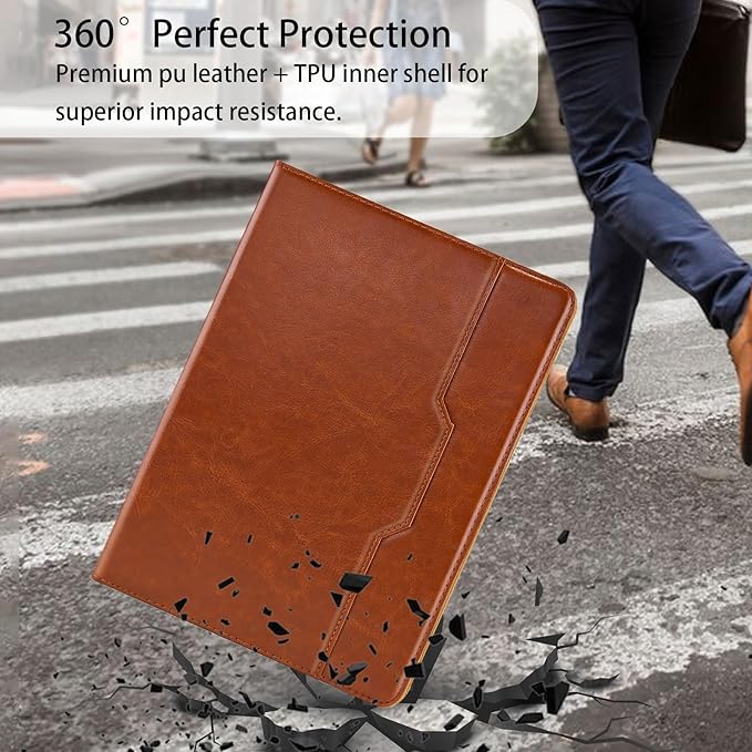 Case for Samsung Galaxy S10 Fe Plus 13.1 inch with S Pen Holder, PU Leather with Hand Strap Folio Flip Cover for Galaxy S10 FE+ with Pockets Auto Sleep/Wake for Man Woman, Brown