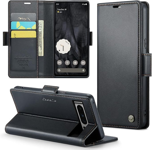 for Google Pixel 8 Pro Case, Premium PU Leather Wallet Case Flip Cover with [RFID Blocking][Card Holder][Stand Function] Shockproof Protective for Google 8 Pro, Black