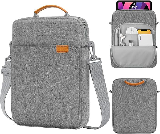 MoKo 9-11 Inch Tablet Sleeve Bag Handle Carrying Case with Shoulder Strap Fits 11inch iPad Air M3, iPad A16 2025, Pro 11 inch, iPad 10/9/8/7th Gen, Tab S8/S9 11", Dark Gray