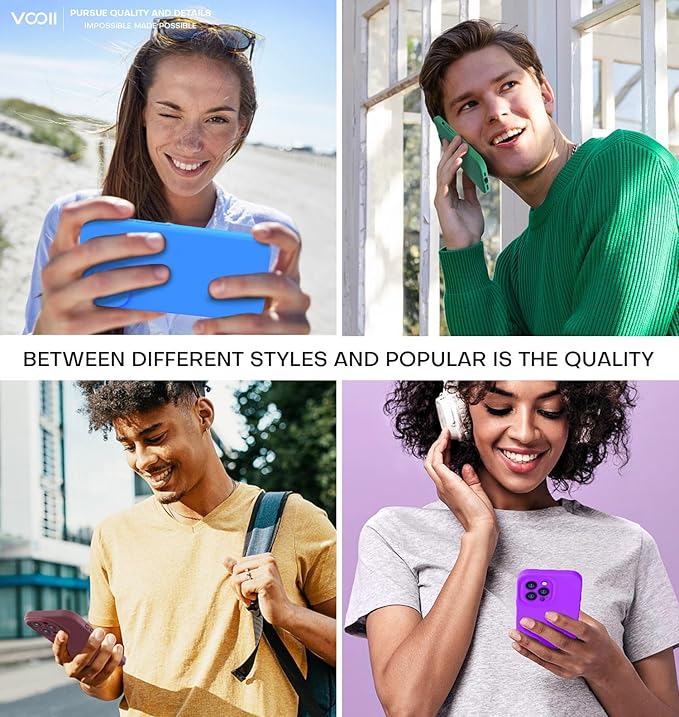 Vooii Compatible with iPhone 15 Pro Case, Upgrade Defender Liquid Silicone, [Enhanced Camera Protection] [Soft Anti-Scratch Microfiber Lining] Shockproof Phone Case iPhone 15 Pro 6.1 inch - Plum