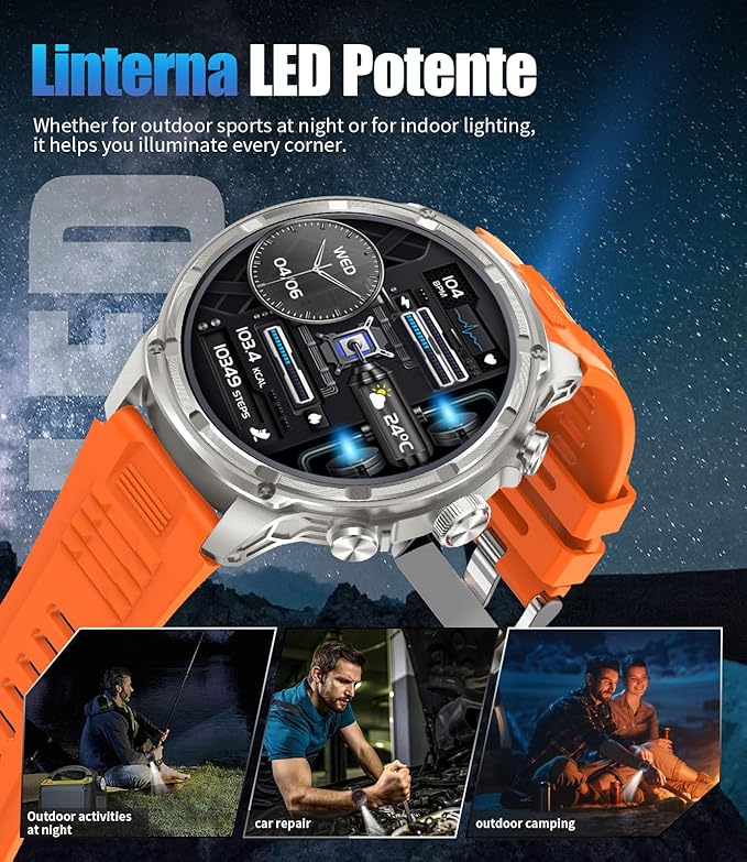 LIGE Military Smart Watch for Men with 80-Days Standby(710mAh)/Flashlight/50M Waterproof/1.85" HD Large Screen,100+ Sports Fitness Tracker Watch,Pedometer Mens Smart Watch for Android iPhone