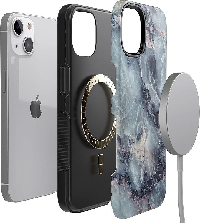 Casely iPhone 14 Case | Blue Marble | Compatible with MagSafe | Bold Protective Design