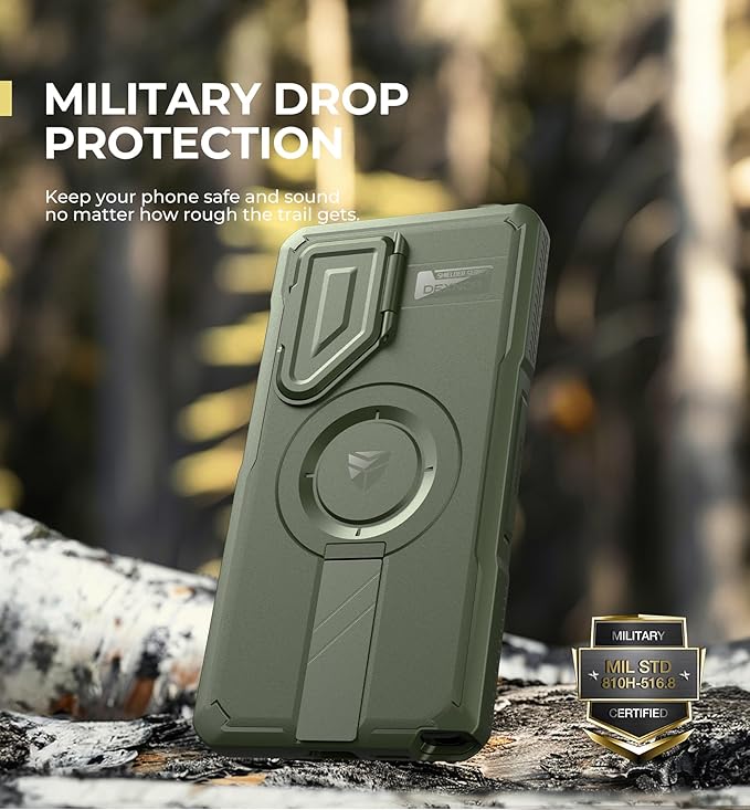 Dexnor for Samsung Galaxy S25 Ultra Case with Camera Cover & Adjustable Kickstand & Built-in Screen Protector, Magnetic Rugged Shockproof Bumper Cases Heavy-Duty Protective Cover (2025),Army Green