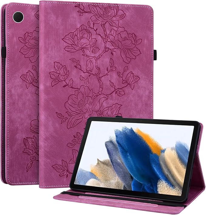 Case for Samsung Galaxy Tab A8 10.5 Inch 2022 Model (SM-X200/X205/X207), Slim PU Leather Folio Cover with Multi-Angle Stand and Pen Holder, Rose