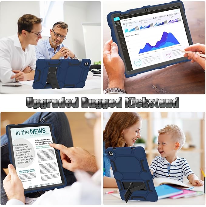 Rugged Case for Samsung Galaxy Tab A9+/ A9 Plus Case 11 inch 2023 - Heavy Duty Shockproof Protective Cover with Kickstand - for Samsung Galaxy Tab A9+ Plus (SM-X210/X216/X218), NavyBlue+Black