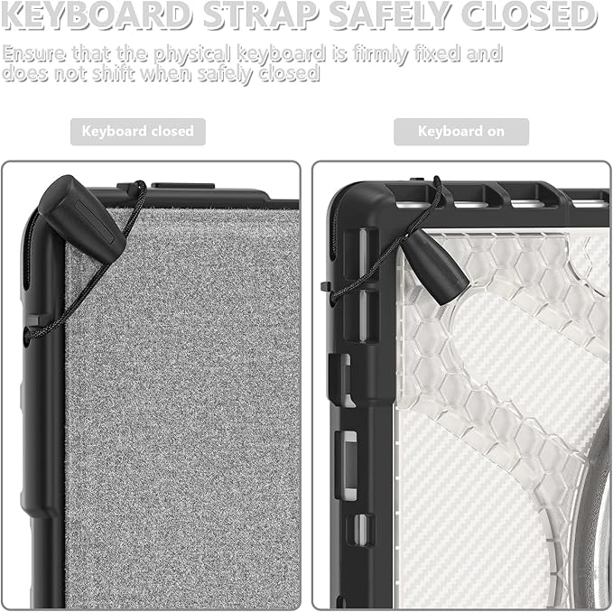 Junfire Protective Case for Microsoft Surface Pro 7 Plus, Surface Pro 7/6/5/4 Shockproof Rugged Case with 360°Rotating Kickstand/Hand Strap/Stylus Holder, Compatible with Type Cover Keyboard,Clear