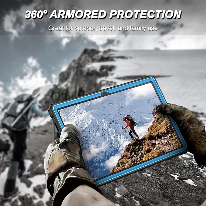 Fintie Shockproof Case for Samsung Galaxy Tab A9 Plus/A9+ 5G 11 Inch 2023 Model (SM-X210/X216/X218), Tuatara Rugged Unibody Hybrid Bumper Kickstand Cover Built-in Screen Protector, Blue