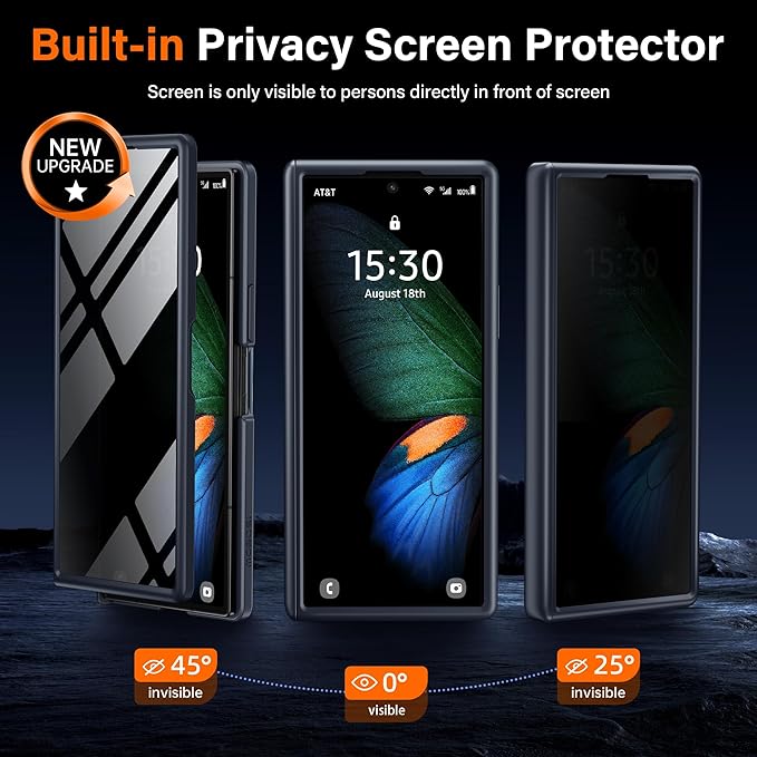 MOBOSI for Samsung Galaxy Z Fold 7 Case with Privacy Screen Protector, [Compatible with Magsafe], [Built-in Kickstand & Full Body Hinge Protection] Magnetic Slim Phone Case for Z Fold7, Black