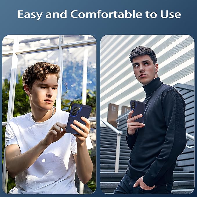 for Samsung Galaxy S22 Plus Case with [2 Pack] HD Screen Protector, [Military-Grade] Shockproof Dust/Drop Proof 3-Layer Full Body Protection Heavy Duty Case for Galaxy S22+ Plus, Navy