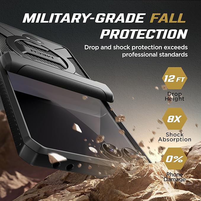 TONGATE 360° Spin Magnetic Stand for Z Flip 7 Case with Screen Protector, [Compatible with Magsafe] [Anti Slip] Full-Body Shockproof Samsung Galaxy Z Flip 7 Case with Hinge Protection, Black