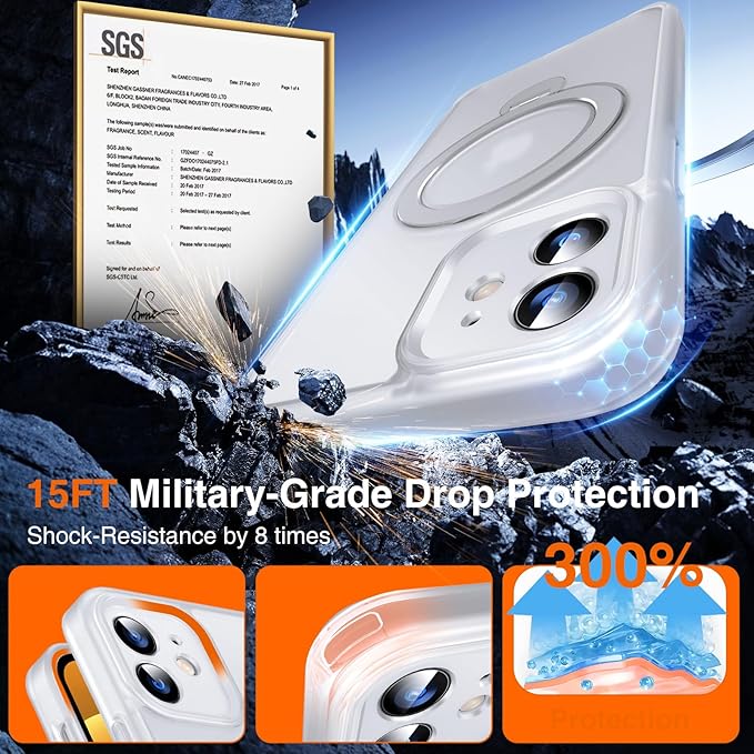 360° O-Ring MagStander for iPhone 12 Case, iPhone 12 Pro Case with Magnetic Stand Ring Holder [Compatible with MagSafe] [Military Shockproof] Kickstand iPhone 12/12 Pro Cover Matte Clear