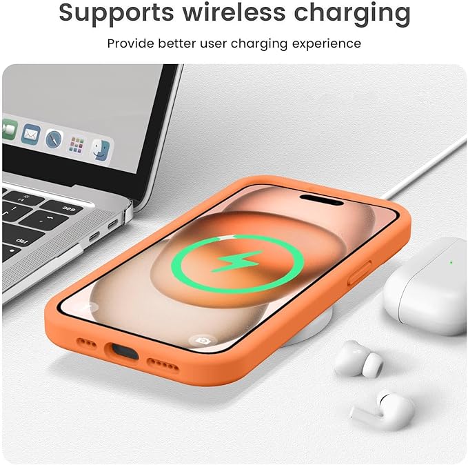 Vooii Compatible with iPhone 15 Plus Case, Upgrade Liquid Silicone [Enhanced Camera Protection] [Soft Anti-Scratch Microfiber Lining] Shockproof Phone Case for iPhone 15 Plus 6.7 inch - Bright Orange