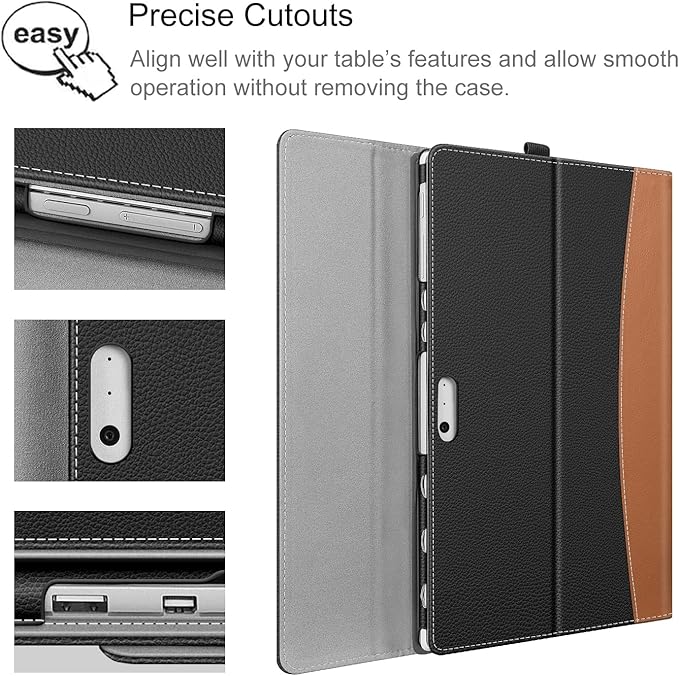 Fintie Case for 12.3 Inch Microsoft Surface Pro 7 Plus, Surface Pro 7/6/5/4/3 - Portfolio Business Cover with Pocket, Compatible with Type Cover Keyboard, Black