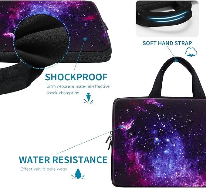 ICOLOR 11 11.6 12 12.1 12.5 inch Laptop Carrying Bag Chromebook Case Notebook Ultrabook Bag Tablet Cover Neoprene Laptop Sleeve case chromebook Sleeve with Handle Kids Boys Girls Blue Galaxy