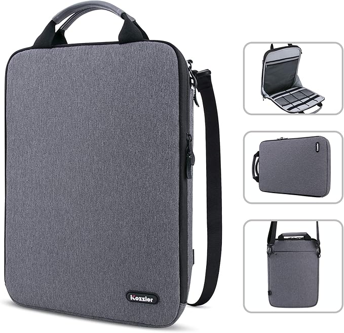 iCozzier Laptop Shoulder Bag, 13-13.3 Inch Laptop Tablet Sleeve Case Horizontal and Vertical Style with Handle & Removable Shoulder Strap for 13.3" Macbook/Notebook/11 iPad Pro 2020