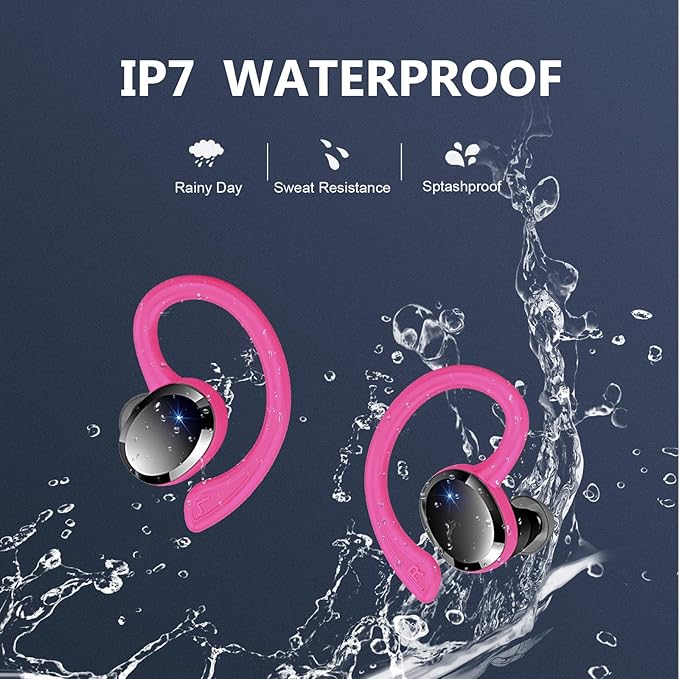Wireless Earbuds Bluetooth 5.4 Headphones Sport, 2025 Bluetooth Earbuds with Earhooks, 48H Stereo Over Ear Buds, Earphone with 4 ENC Noise Canceling Mic, IP7 Waterproof Headset for Running/Gym/Workout